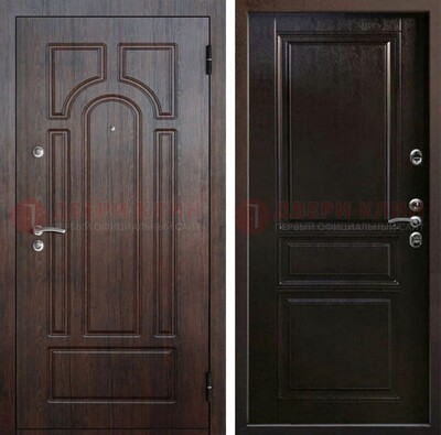 Железная дверь с коричневыми панелями МДФ ДМ-382 в Омске