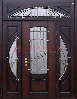 Парадная дверь со стеклянными вставками и ковкой ДПР-9 для улицы в Краснодаре