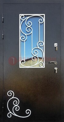 Входная дверь Порошок со стеклом и ковкой ДСК-278 в Сергиевом Посаде